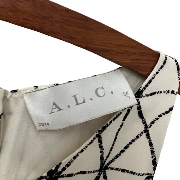 A.L.C. Cream Black Isabel Geometric Silk Sleeveless Sheath MIni Dress Size 10 - Picture 5 of 5